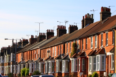 row of red brick terrace houses